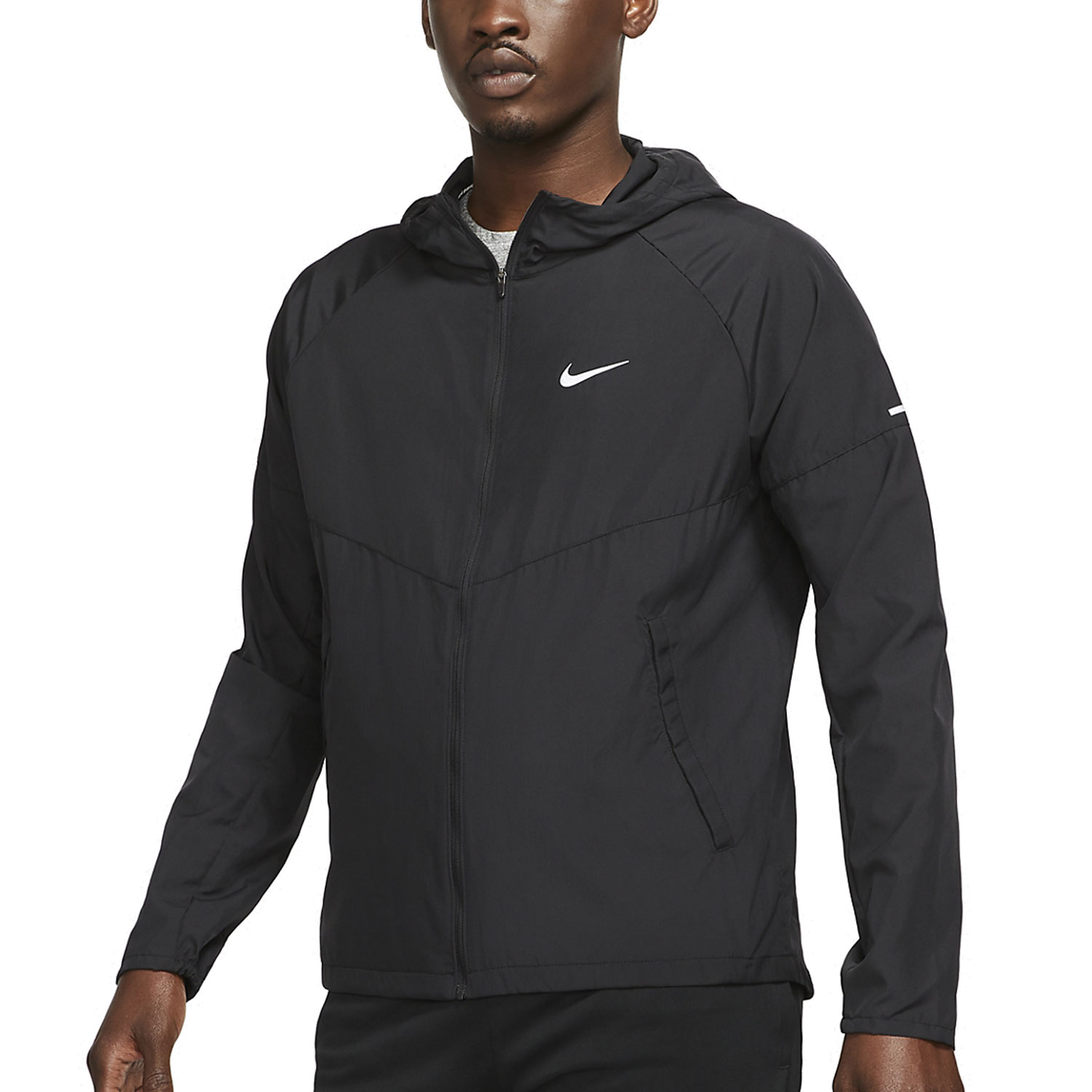 Miler Silver - Repel Men\'s Black/Reflective Nike Running Jacket