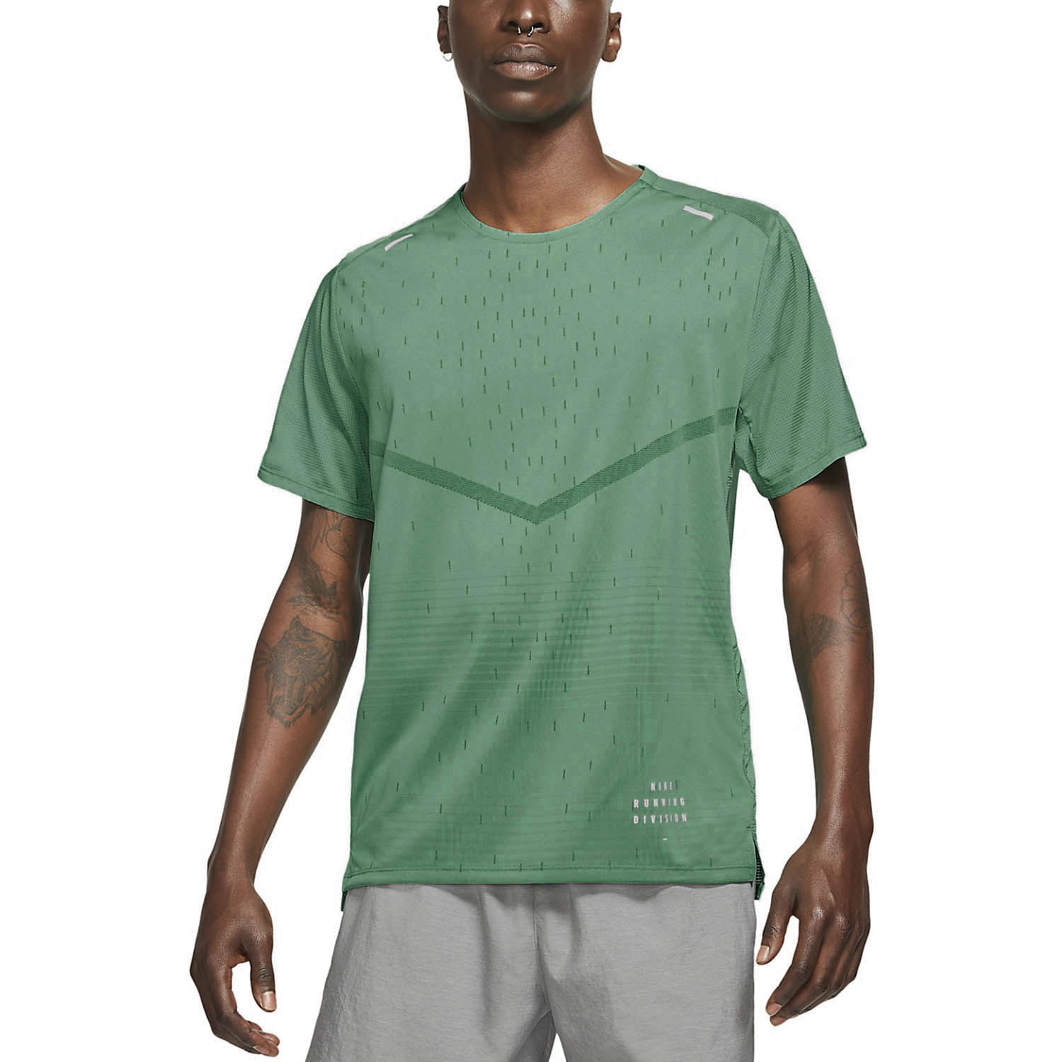 Nike Rise 365 Mens Running T Shirt Neptune Green 9487