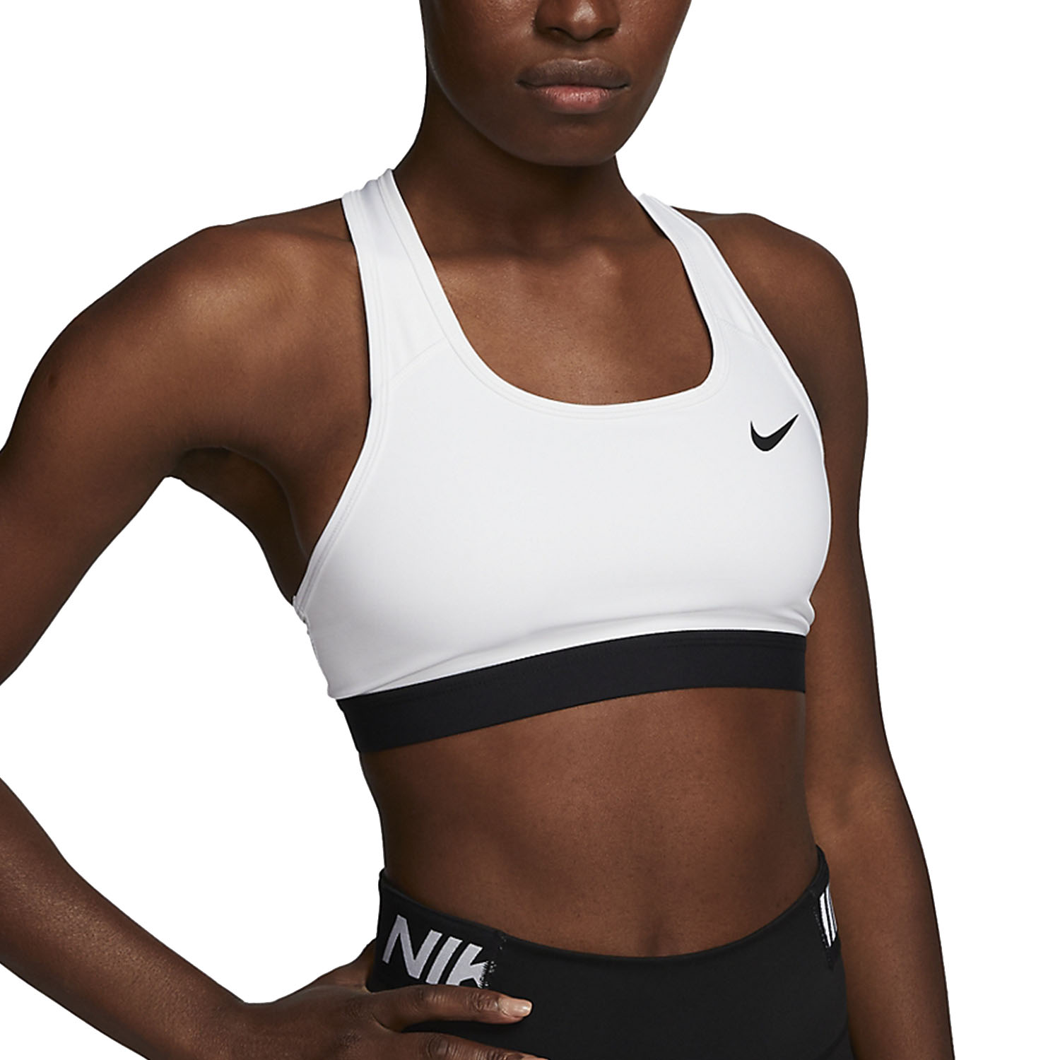 Nike Swoosh Womens Sports Bra - White/Black