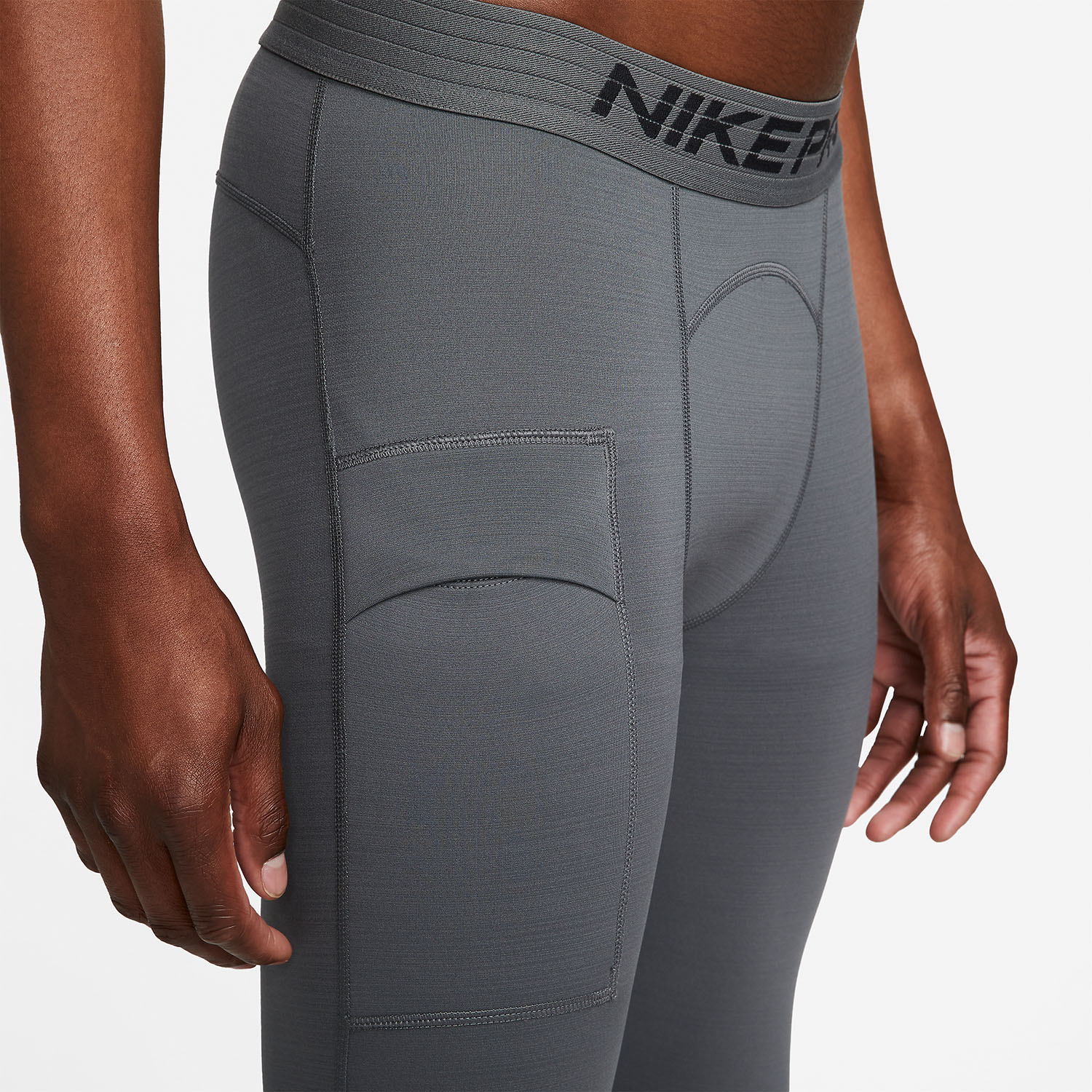 Nike Pro Warm Men's Running Long Tights - Iron Grey/Black