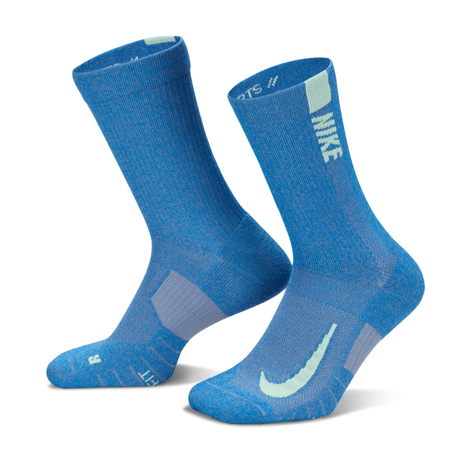 Nike Dri-FIT Multiplier Crew x 2 Running Socks - Light Blue