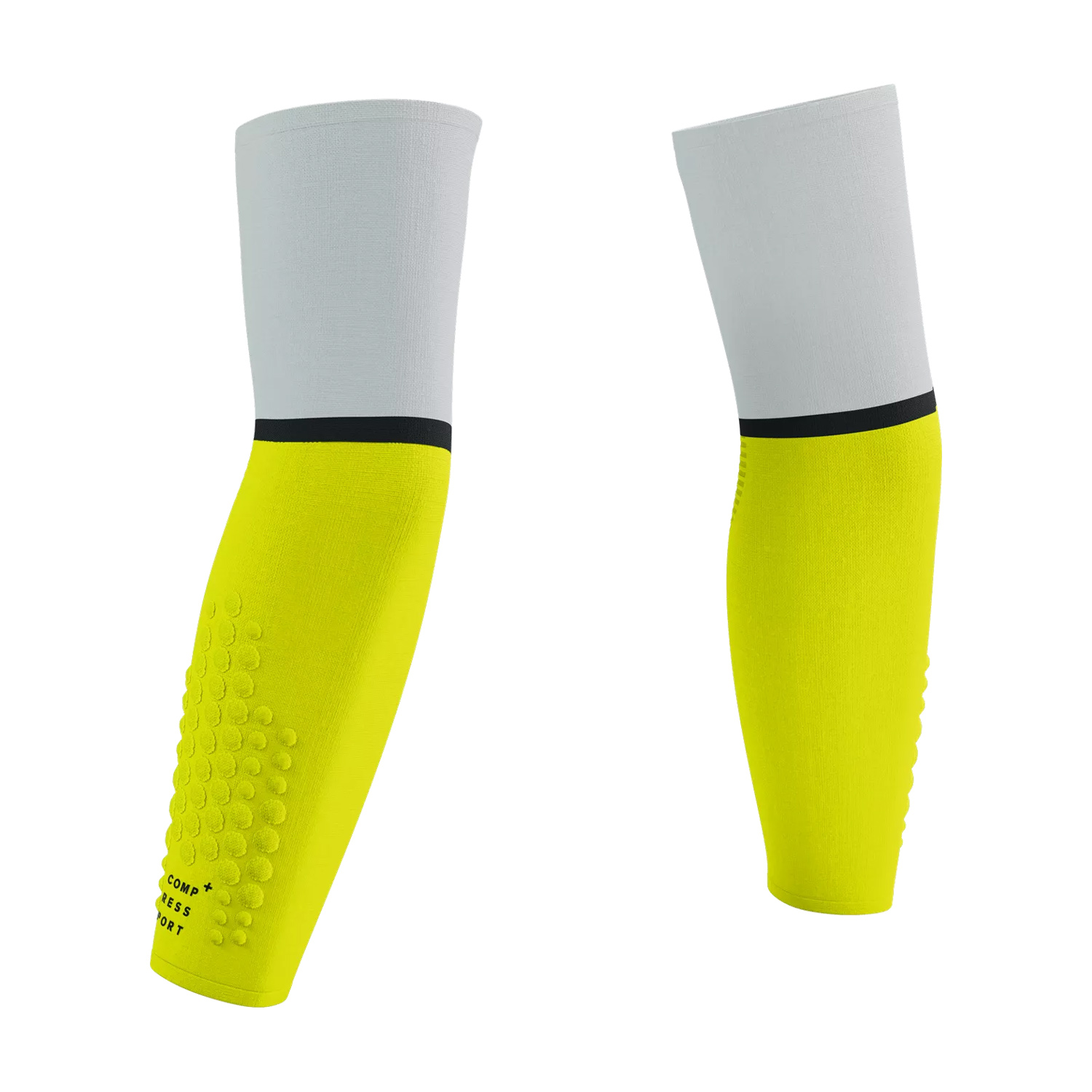 Compressport Armforce Ultralight Manicotti a Compressione - White/Safe Yellow