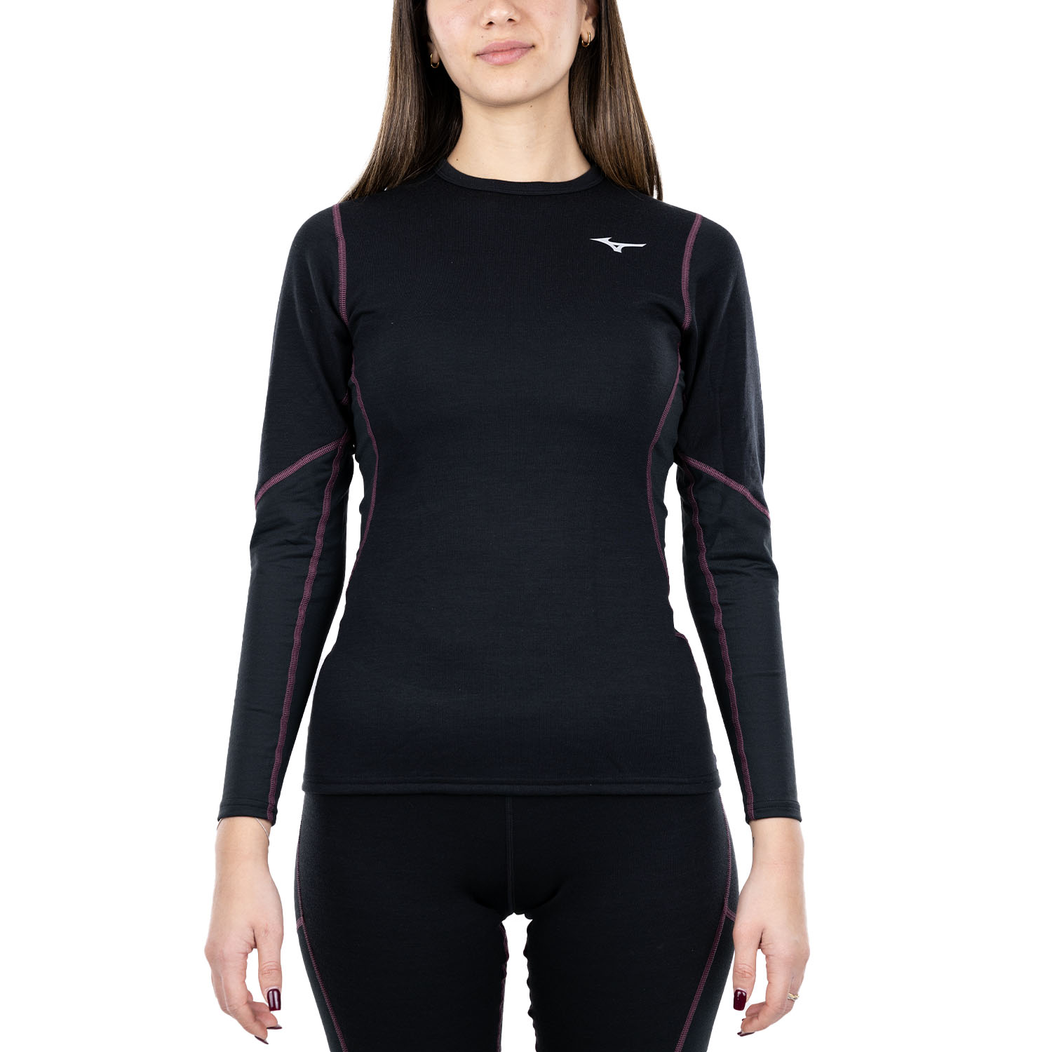 Mizuno Merino Wool Crew Shirt - Black/Violet Quartz