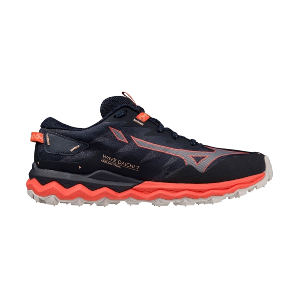 Women's Trail Running Shoes Mizuno Mizuno Wave Daichi 7  Night Sky/Quicksilver/Hot Coral  Night Sky/Quicksilver/Hot Coral 