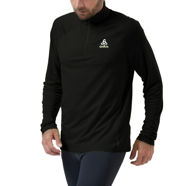 Men's Running Shirt Odlo Odlo Essential Ceramiwarm Shirt  Black  Black 