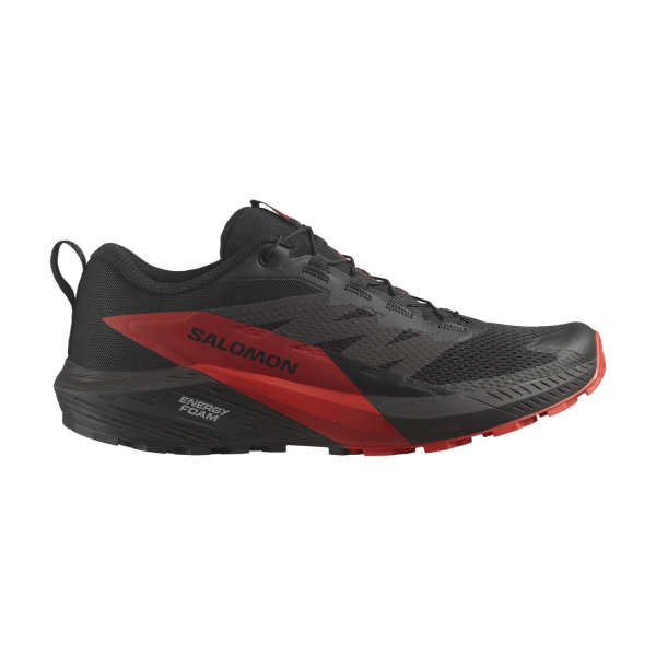 Men's Trail Running Shoes Salomon Salomon Sense Ride 5  Black/Fiery Red/Black  Black/Fiery Red/Black 