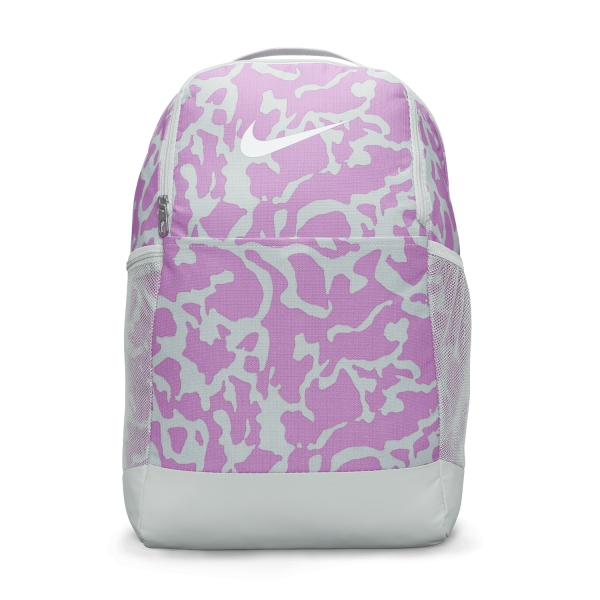 Backpack Nike Brasilia Printed Backpack  Light Silver/Rush Fuchsia/White FB2826034