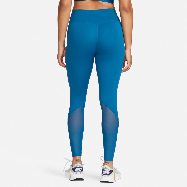 Nike Women's Pro Mid-Rise Allover Print Training Leggings in Blue