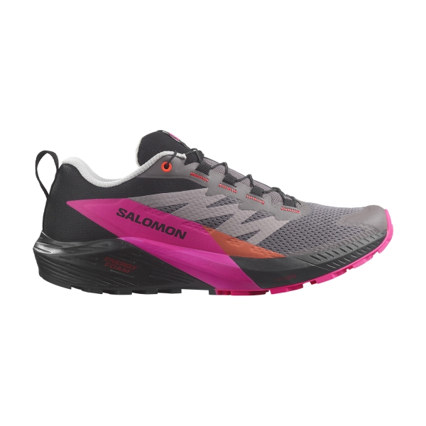 Men's Trail Running Shoes Salomon Salomon Sense Ride 5  Plum Kitten/Black/Pink Glo  Plum Kitten/Black/Pink Glo 