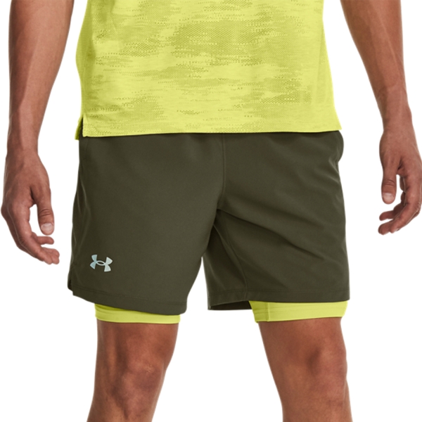 Pantalone cortos Running Hombre Under Armour Under Armour Launch 2 in 1 7in Shorts  Marine Od Green/Black  Marine Od Green/Black 