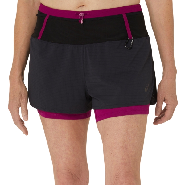 Pantalones cortos Running Mujer Asics Fujitrail 2 in 1 3in Shorts  Performance Black/Blackberry 2012C719002