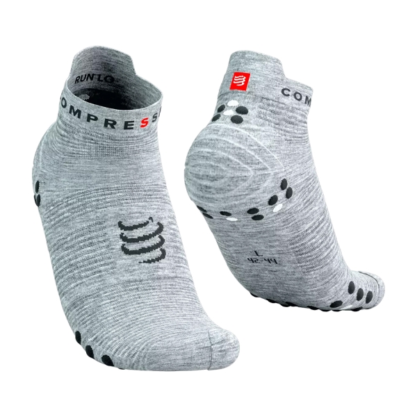 Running Socks Compressport Compressport Pro Racing V4.0 Logo Socks  Grey Melange/Black  Grey Melange/Black 