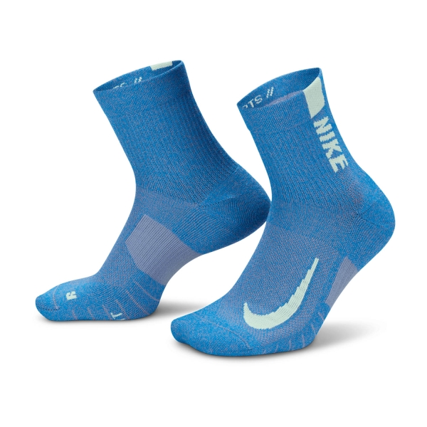 Running Socks Nike Multiplier x 2 Socks  Light Blue/Fluo Green SX7556991