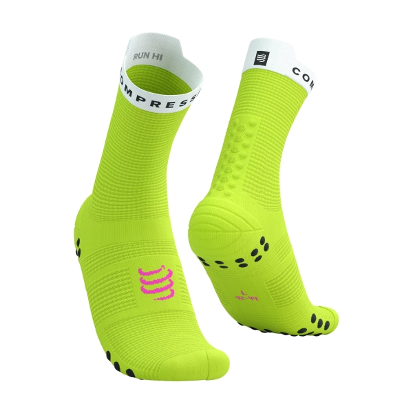 Running Socks Compressport Pro Racing V4.0 Socks  Safe Yellow/White XU00046B7020