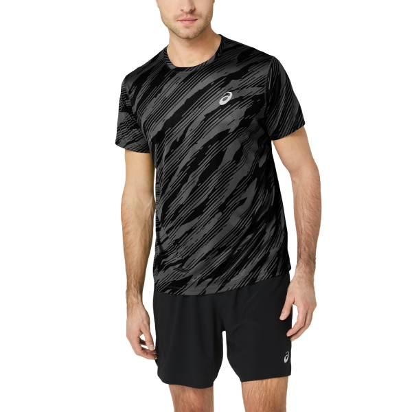 Camisetas Running Hombre Asics Core All Over Print Camiseta  Graphite Grey/Performance Black 2011C646020