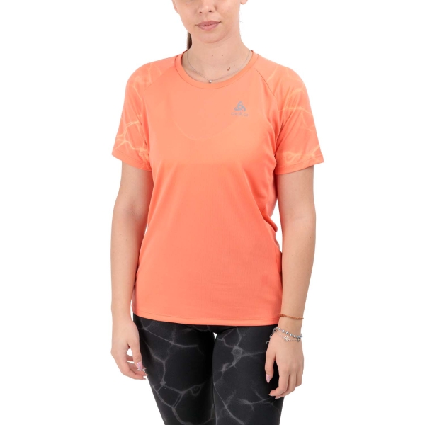 Women's Running T-Shirts Odlo Essential Print TShirt  Living Coral 31540130875