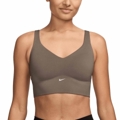 Nike Alate Logo Reggiseno Sportivo - Mink Brown/White