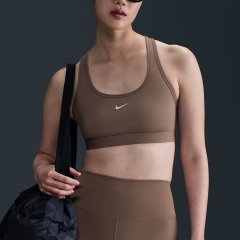 Nike Swoosh Light Reggiseno Sportivo - Mink Brown/White